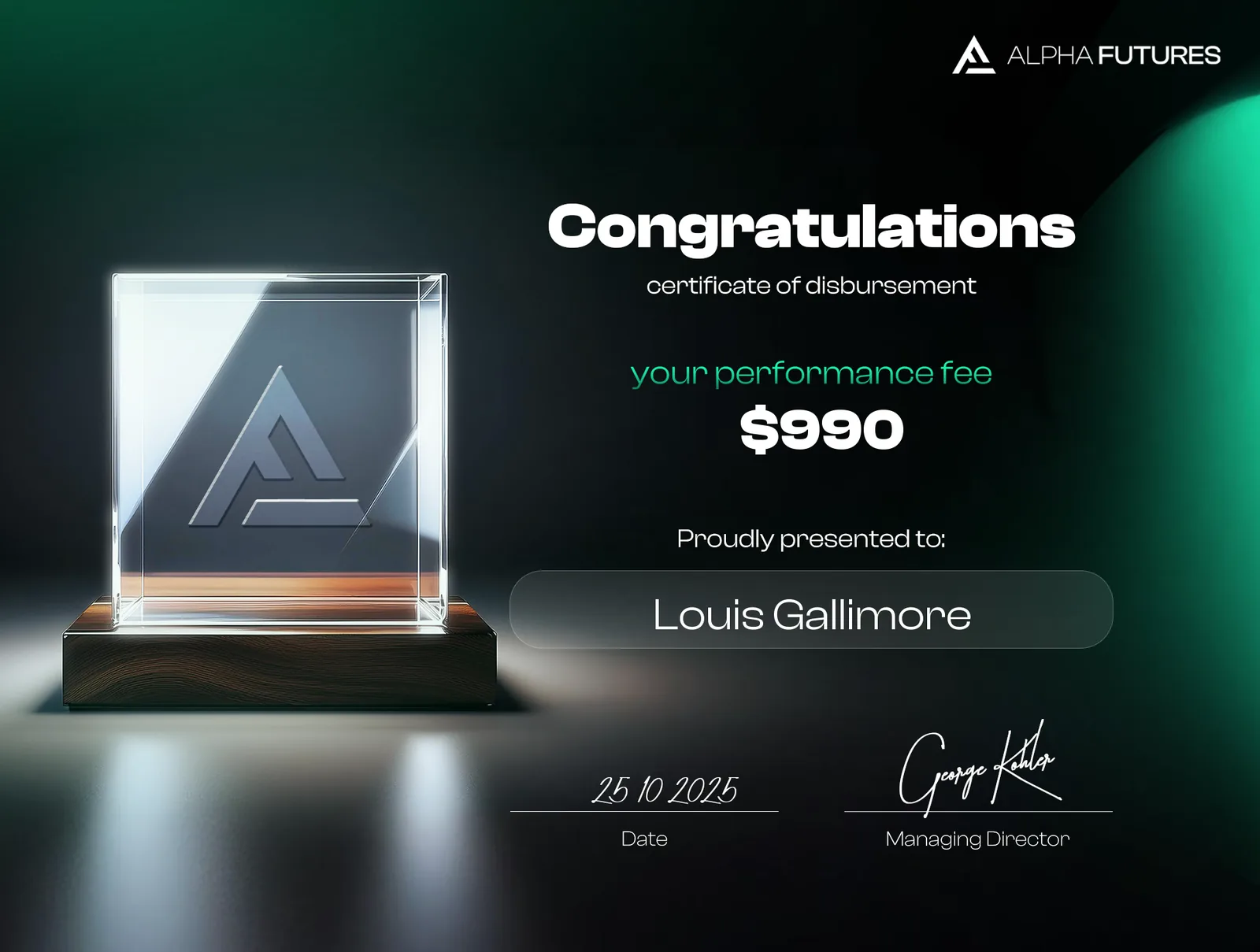 LouisG Trading funded or payout certificate 28