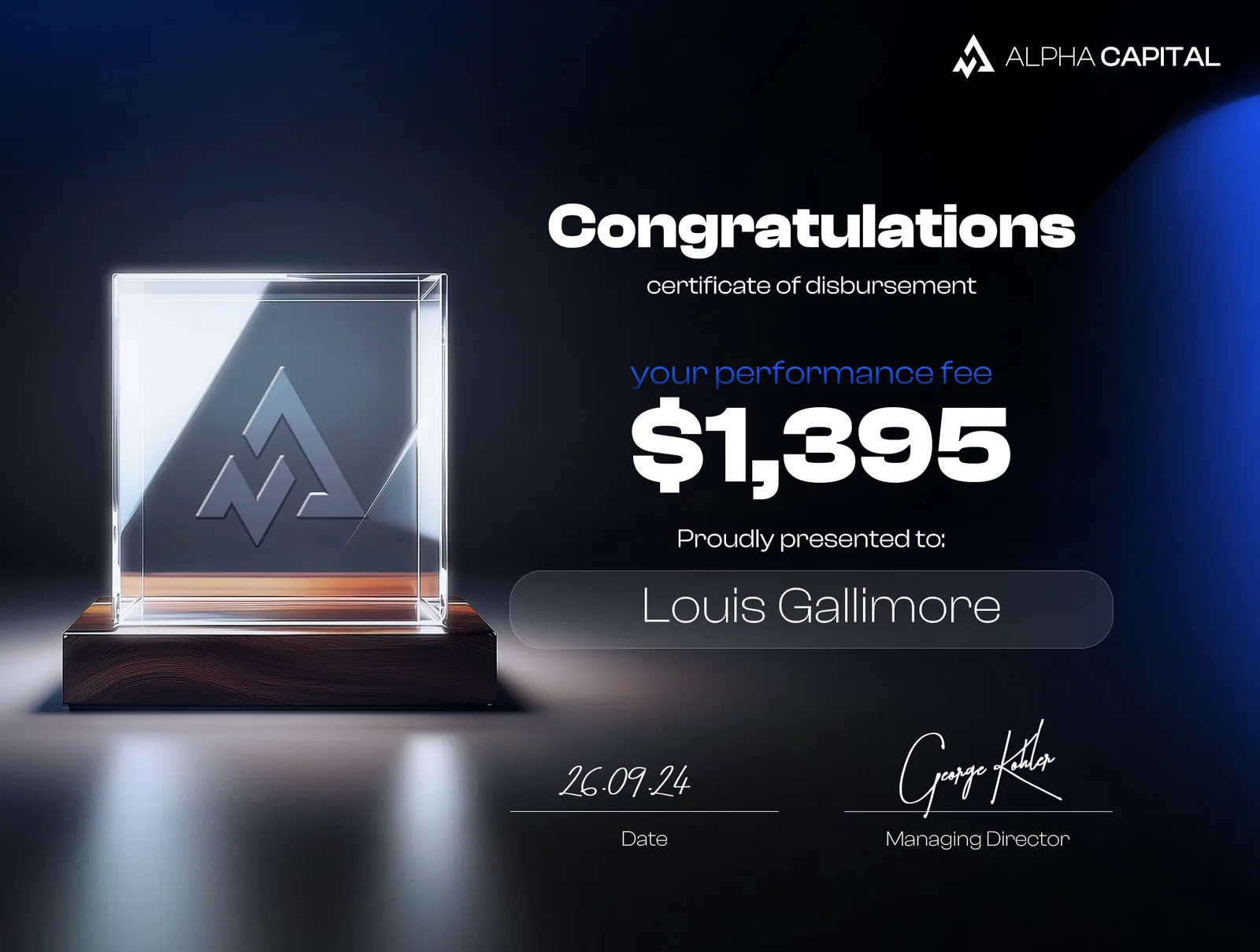 LouisG Trading funded or payout certificate 50